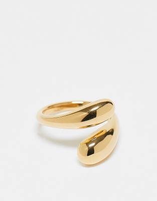 ASOS DESIGN - Goldfarbener Ring aus wasserfestem Edelstahl mit bauschigem Wickel-Design