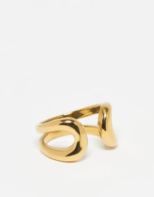 ASOS DESIGN - Goldfarbener Ring aus wasserfestem Edelstahl mit doppeltem Wickeldesign