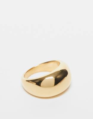 ASOS DESIGN - Goldfarbener Ring aus wasserfestem Edelstahl mit gewölbtem Design