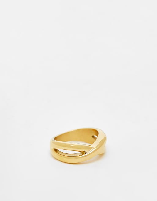 ASOS DESIGN – Goldfarbener Ring aus wasserfestem Edelstahl mit verschlungenem Design