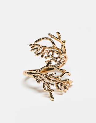 ASOS DESIGN - Goldfarbener Ring im Korallen-Design
