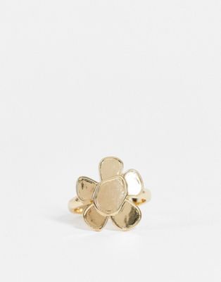 ASOS DESIGN – Goldfarbener Ring mit Blumendesign