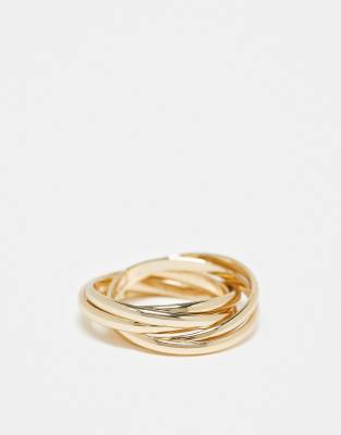 ASOS DESIGN - Goldfarbener Ring mit ineinandergreifendem, mehrreihigem Design