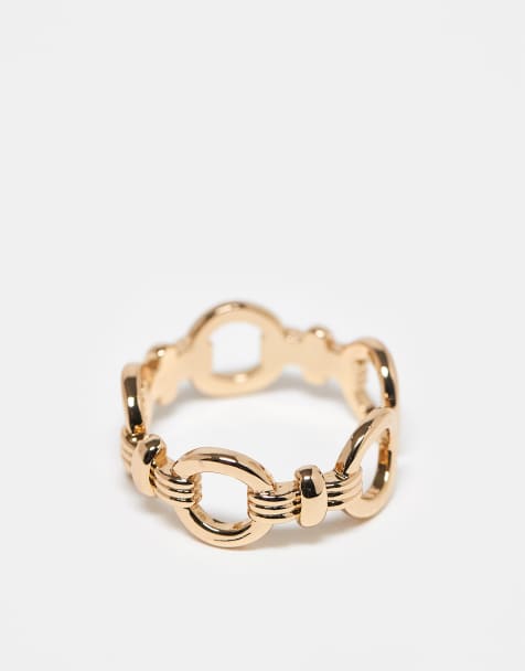 ASOS DESIGN – Goldfarbener Ring mit Kettendesign - view 1