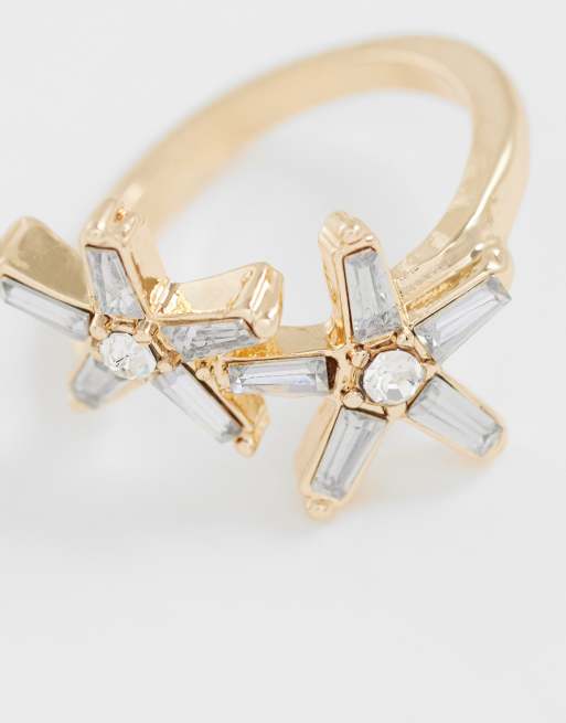 ASOS DESIGN – Goldfarbener Ring mit kleinem, kristallbesetztem Seestern-Design, 3 von 3