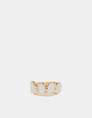 ASOS DESIGN - Goldfarbener Ring mit Kunstperlendetail