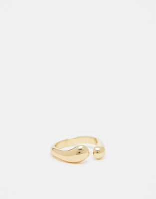 ASOS DESIGN - Goldfarbener Ring mit offenem Schmelz-Design