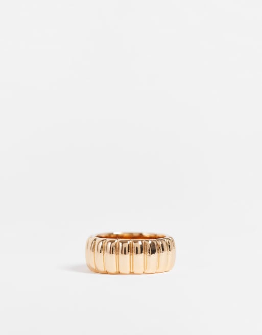 ASOS DESIGN – Goldfarbener Ring mit Rippenstruktur