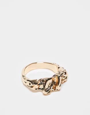 ASOS DESIGN - Goldfarbener Ring mit strukturierter Oberfläche