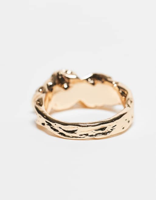 ASOS DESIGN – Goldfarbener Ring mit strukturierter Oberfläche, 3 von 3