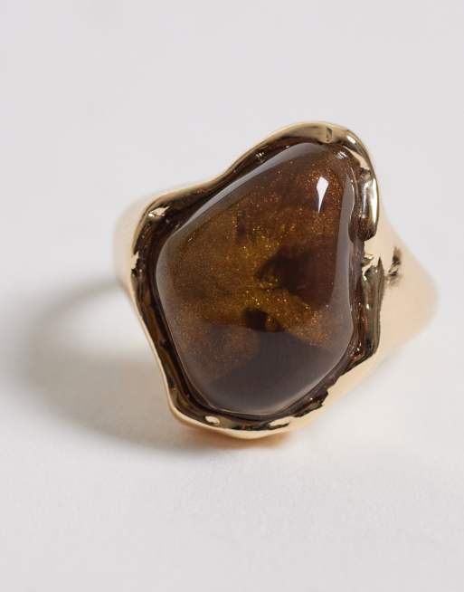ASOS DESIGN – Goldfarbener Ring mit Tigerauge-Zierstein, 2 von 3