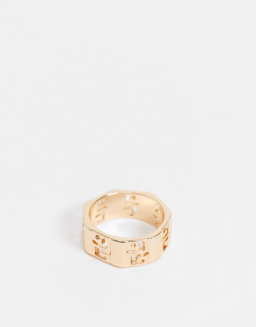 asos design -  – Goldfarbener Ring mit Wellendesign im griechischem Stil