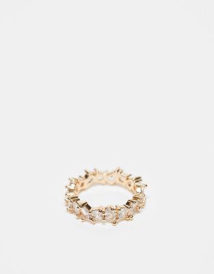 ASOS DESIGN - Goldfarbener Ring mit Zirkonia-Kristallen in gemischten Formen