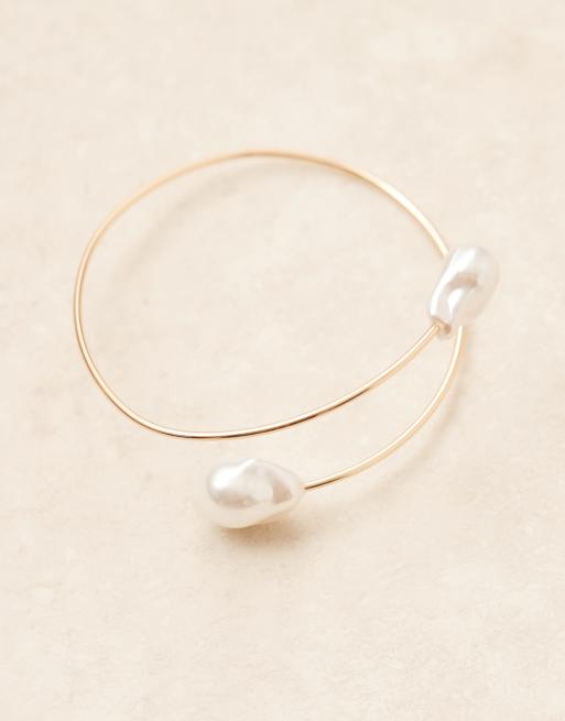 ASOS DESIGN – Goldfarbener Rundum-Armschmuck mit Kunstperlen im geschmolzenen Design, 2 von 3