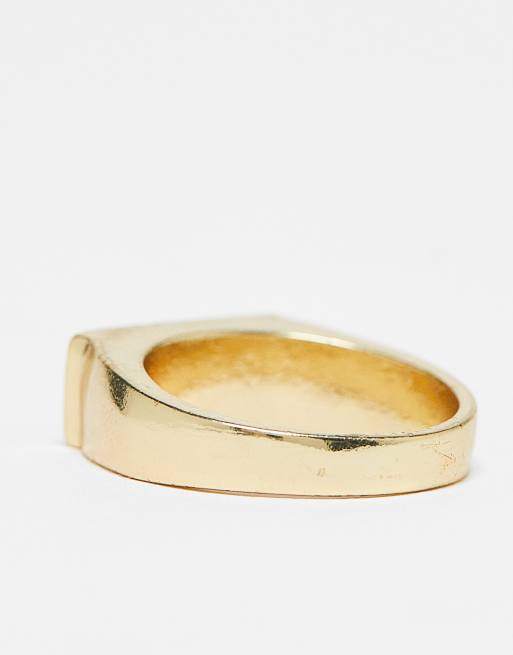 ASOS DESIGN – Goldfarbener Siegelring für den kleinen Finger mit Tigerauge-Halbedelstein, 4 von 4