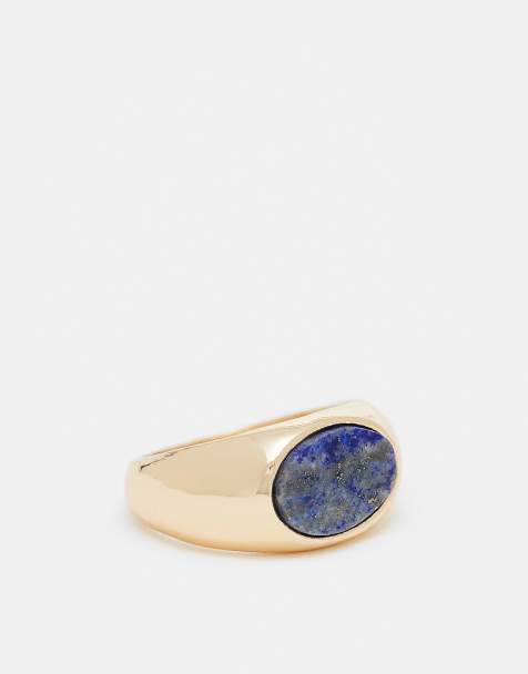 ASOS DESIGN – Goldfarbener Siegelring mit blauem Lapislazuli - view 1