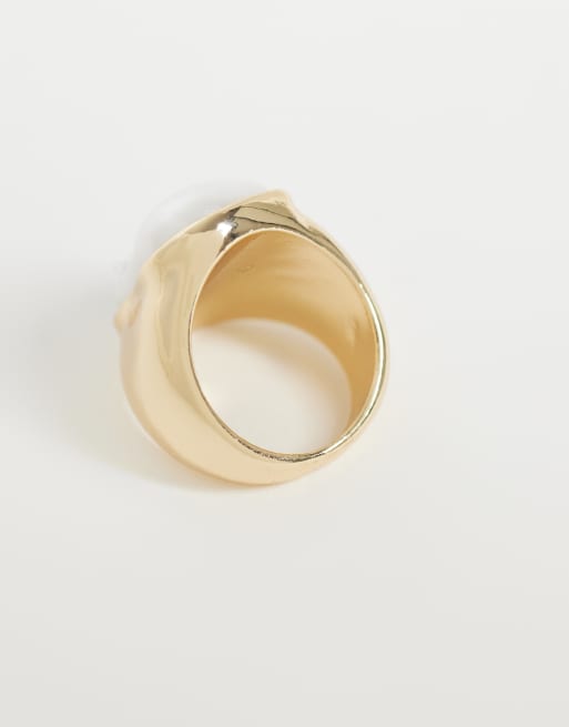 ASOS DESIGN – Goldfarbener Statement-Ring mit künstlicher Süßwasserperle, 3 von 3