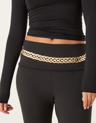 ASOS DESIGN - Goldfarbener Taillen- und Hüftgürtel mit breitem Kettenglieddesign