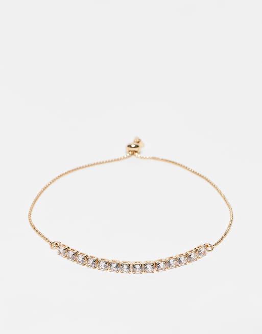ASOS DESIGN – Goldfarbenes Armband mit Cubic Zirkonia Cupchain