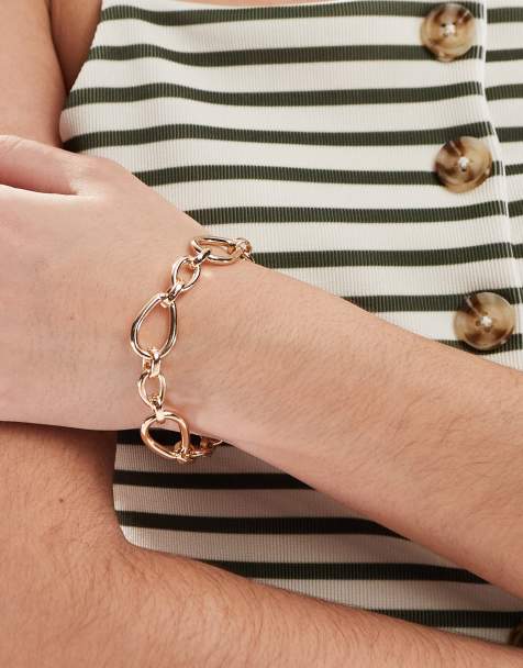 ASOS DESIGN – Goldfarbenes Armband mit ovalem Kettendetail - view 1