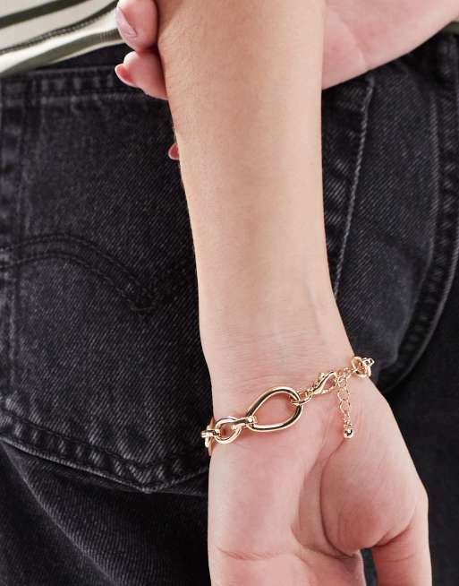 ASOS DESIGN – Goldfarbenes Armband mit ovalem Kettendetail