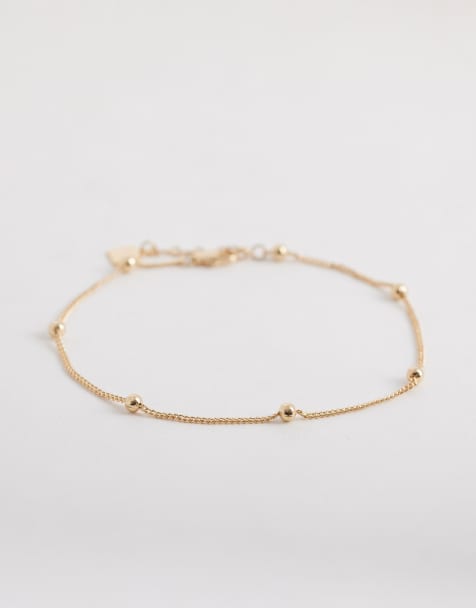 ASOS DESIGN – Goldfarbenes Fußkettchen mit Gliederkette im Kugeldesign - view 1