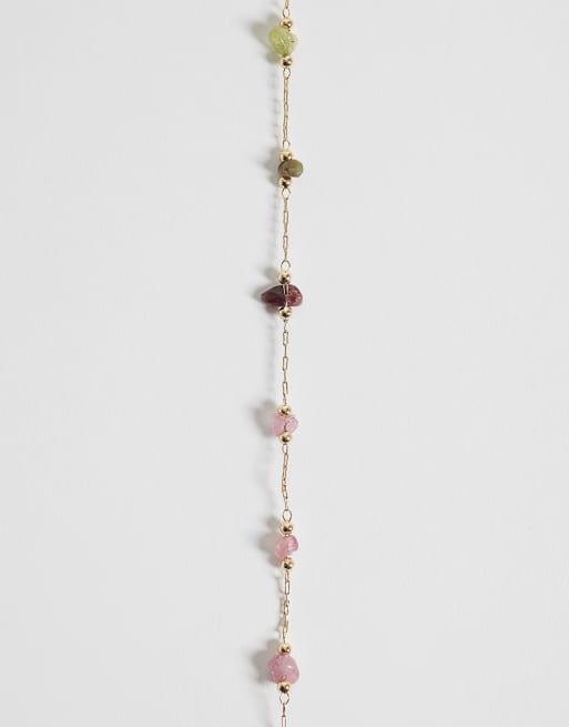 ASOS DESIGN – Goldfarbenes Fußkettchen mit versetzten mehrfarbigen Splittern, 2 von 3