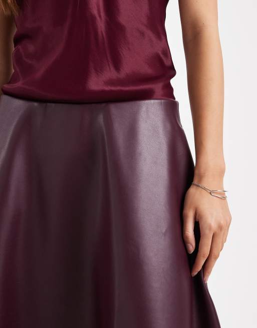 ASOS DESIGN - Gonna a ruota in similpelle PU color fico, 4 di 5