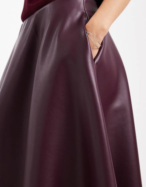 ASOS DESIGN - Gonna a ruota in similpelle PU color fico, 5 di 5