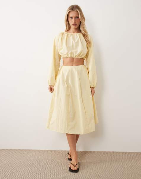 ASOS DESIGN - Gonna a ruota tecnica color latticello voluminosa in coordinato - view 1