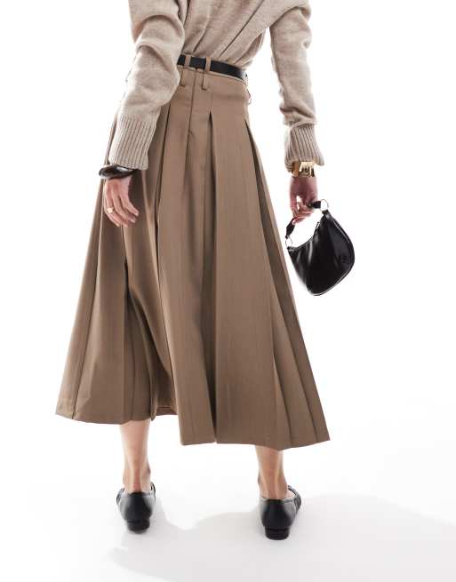 ASOS DESIGN Gonna al polpaccio sartoriale color cuoio ASOS