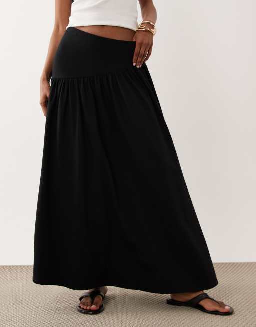 ASOS DESIGN - Gonna ampia nera con vita asimmetrica in coordinato, 2 di 5