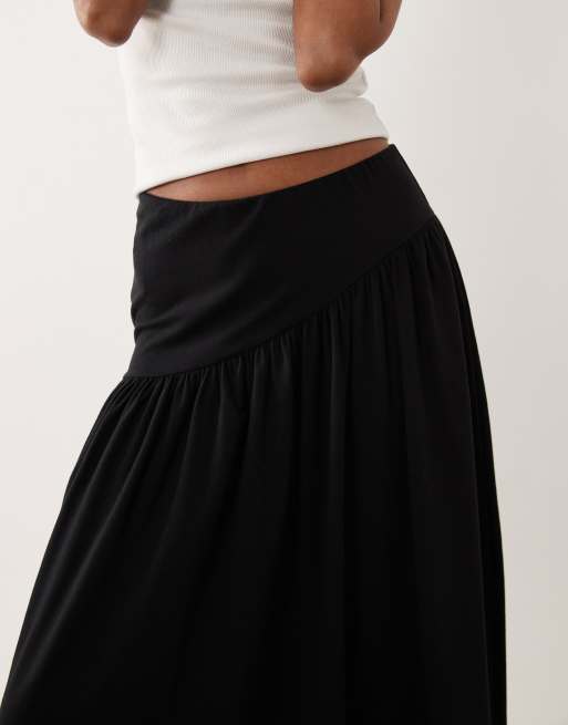 ASOS DESIGN - Gonna ampia nera con vita asimmetrica in coordinato, 3 di 5