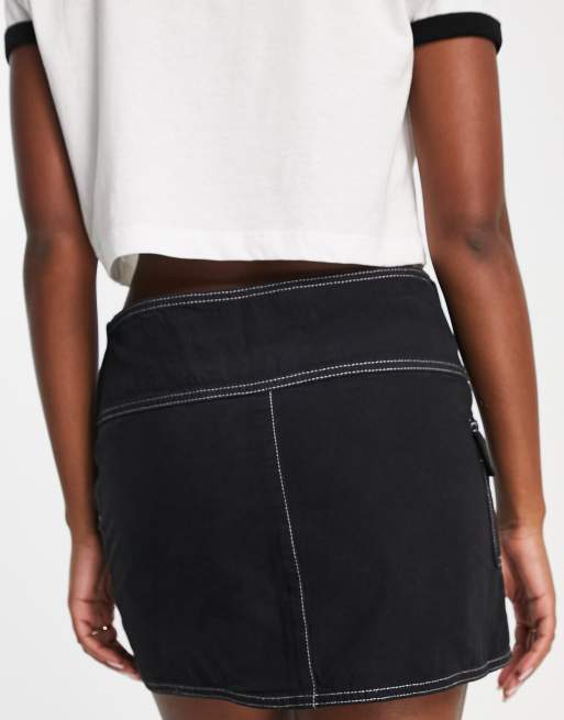ASOS DESIGN - Gonna casual a portafoglio con fibbie nero slavato, 2 di 4