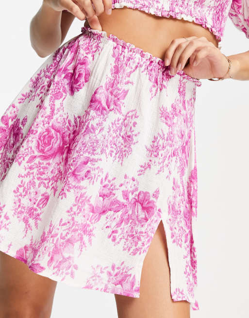 ASOS DESIGN - Gonna da spiaggia svolazzante a fiori viola in coordinato , 4 di 4