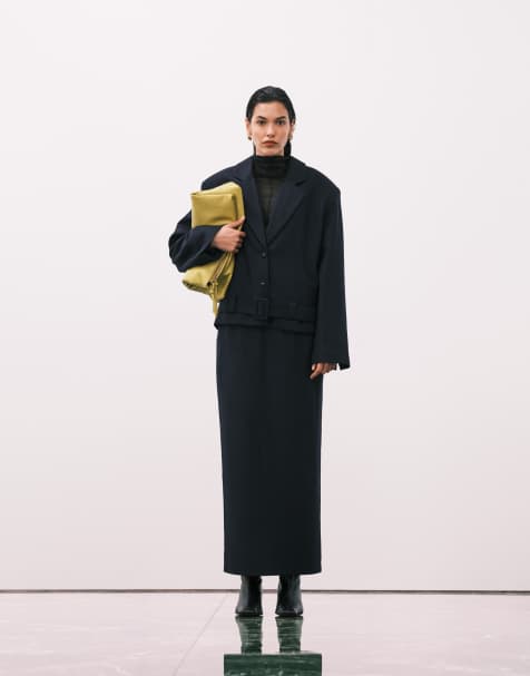 ASOS DESIGN - Gonna longuette sartoriale blu navy in coordinato - view 1