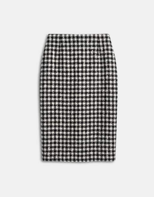 ASOS DESIGN gonna longuette sartoriale bouclé pied de poule monocromatico, 6 di 9