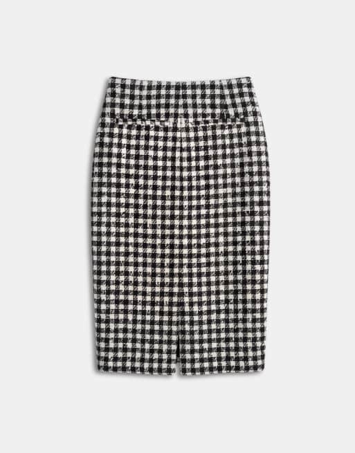 ASOS DESIGN gonna longuette sartoriale bouclé pied de poule monocromatico, 7 di 9