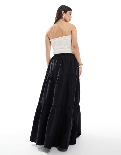 ASOS DESIGN - Gonna lunga a balze stile bohémien nera, 5 di 5