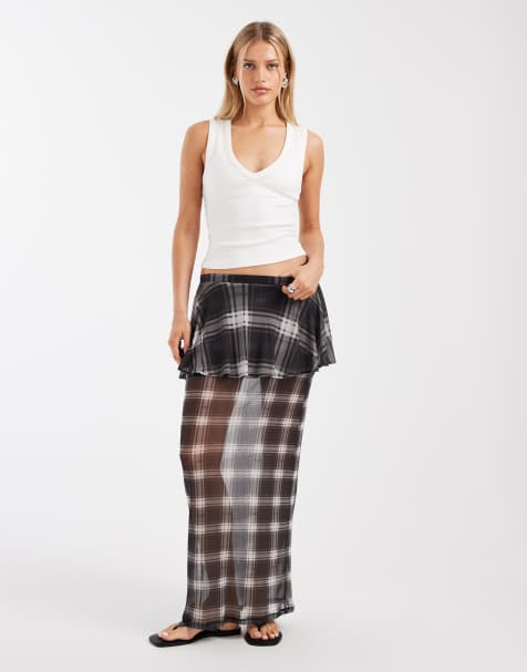 ASOS DESIGN - Gonna lunga a doppio strato in rete a pois - view 1