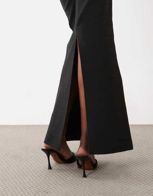 ASOS DESIGN gonna lunga a fascia a righe nera, 3 di 5