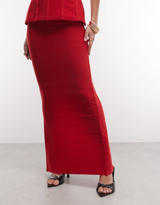 ASOS DESIGN gonna lunga a fascia a righe rossa, 2 di 5