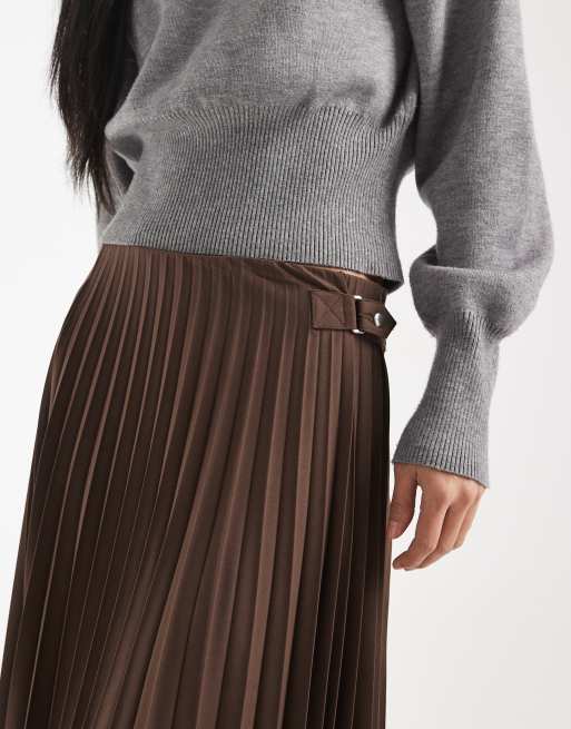 ASOS DESIGN - Gonna lunga a pieghe color moka con fondo a fazzoletto, 5 di 5