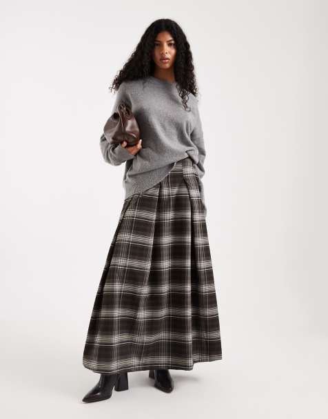 ASOS DESIGN - Gonna lunga a ruota a pieghe con stampa a quadri - view 1