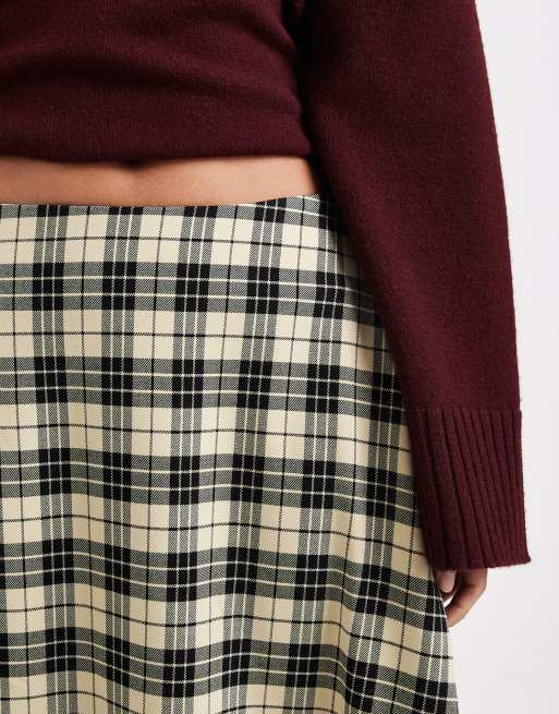 ASOS DESIGN - Gonna lunga a ruota a quadri spazzolata, 2 di 5