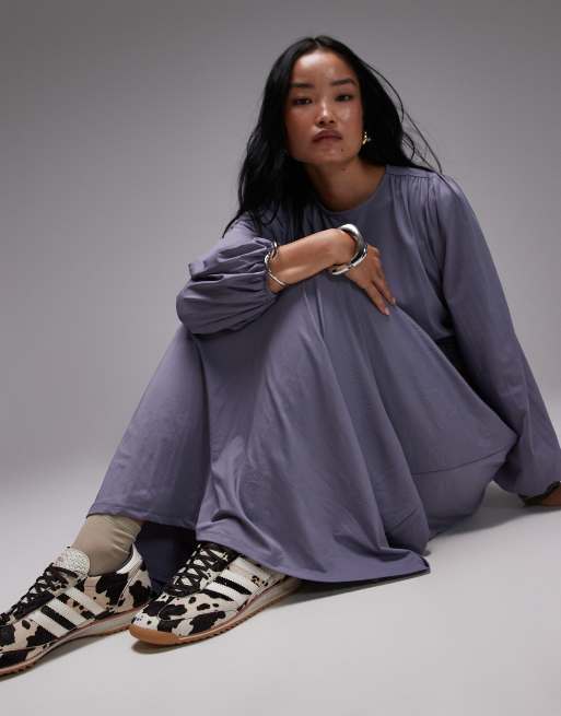 ASOS DESIGN - Gonna lunga a ruota sinuosa con vita scesa grigia in coordinato, 2 di 5