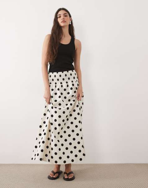 ASOS DESIGN - Gonna lunga arricciata con vita scesa a pois - view 1
