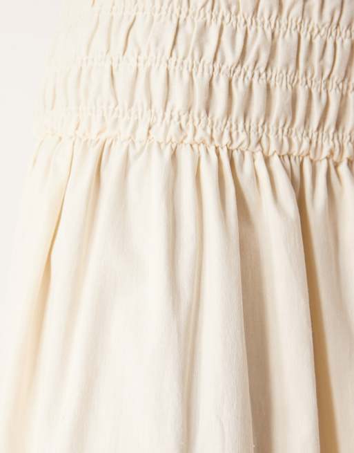 ASOS DESIGN - Gonna lunga arricciata in vita color avorio, 5 di 5
