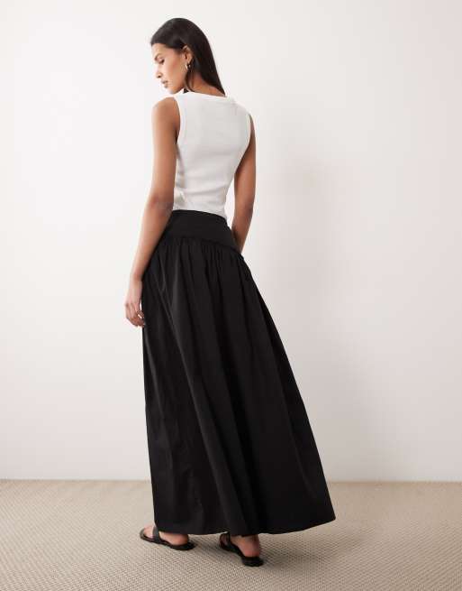 ASOS DESIGN - Gonna lunga asimmetrica nera con vita scesa, 5 di 5