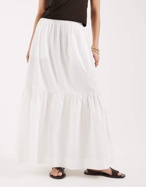 ASOS DESIGN - Gonna lunga bohémien a balze bianca, 2 di 5